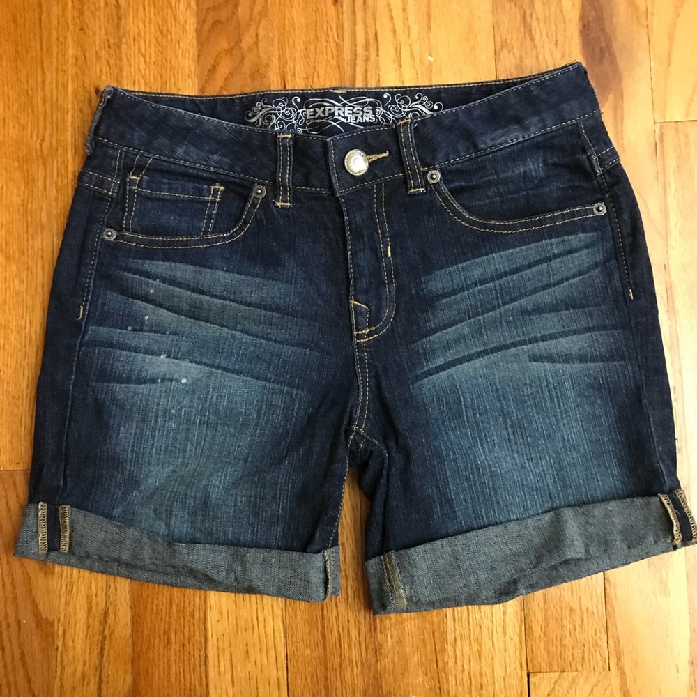 Distressed Cuffed Jean Shorts